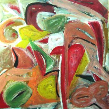 Painting titled "Abstract Tulips" by Peter Jalesh, Original Artwork, Acrylic