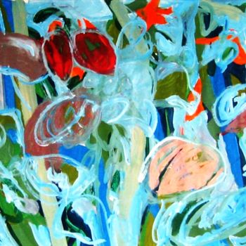 Schilderij getiteld "Poppies, down-beach…" door Peter Jalesh, Origineel Kunstwerk, Acryl