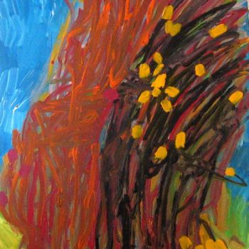 Painting titled "Flowery bush (Size…" by Peter Jalesh, Original Artwork, Acrylic