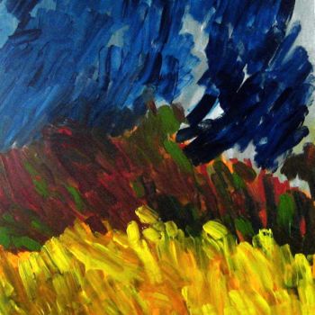 Painting titled "Garden at night (Si…" by Peter Jalesh, Original Artwork, Acrylic