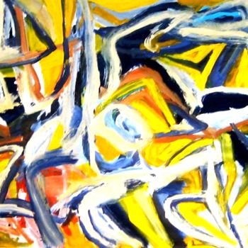 Pintura intitulada "Yellow-waves (Size…" por Peter Jalesh, Obras de arte originais, Acrílico