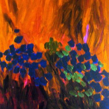 Schilderij getiteld "Garden at sundown" door Peter Jalesh, Origineel Kunstwerk, Acryl