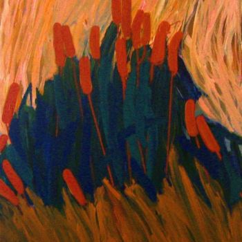 Painting titled "Reeds in flower (Si…" by Peter Jalesh, Original Artwork, Acrylic