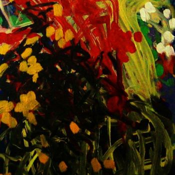 Painting titled "Roses and lilies" by Peter Jalesh, Original Artwork, Acrylic