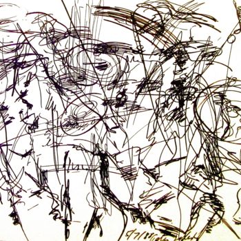 Disegno intitolato "Jazz" da Peter Jalesh, Opera d'arte originale, Inchiostro