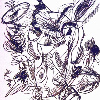 Zeichnungen mit dem Titel "The rabbit in the h…" von Peter Jalesh, Original-Kunstwerk, Tinte