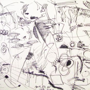 Zeichnungen mit dem Titel "The kitchen" von Peter Jalesh, Original-Kunstwerk, Tinte