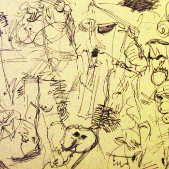 Desenho intitulada "The domestic presen…" por Peter Jalesh, Obras de arte originais, Tinta