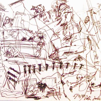 Disegno intitolato "Piano player" da Peter Jalesh, Opera d'arte originale, Inchiostro