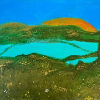 Malerei mit dem Titel "Sunset Lake" von Peter Malmberg, Original-Kunstwerk, Acryl