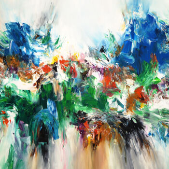 Malerei mit dem Titel "Blue And Green Abst…" von Peter Nottrott, Original-Kunstwerk, Acryl