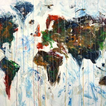 Pintura intitulada "Abstract World Map…" por Peter Nottrott, Obras de arte originais, Acrílico