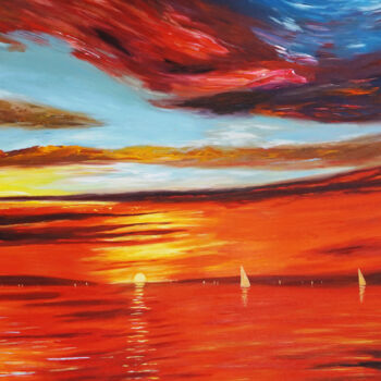 Malerei mit dem Titel "Romantic sundown Sa…" von Peter Nottrott, Original-Kunstwerk, Acryl