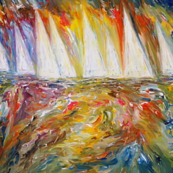Pintura titulada "Seascape Sailing Bo…" por Peter Nottrott, Obra de arte original, Acrílico