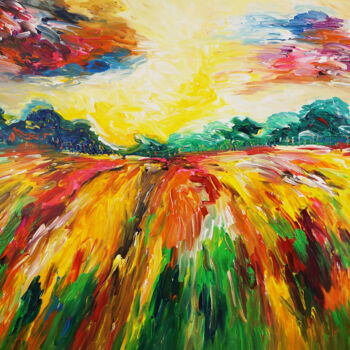 Painting titled "Beautiful Summer La…" by Peter Nottrott, Original Artwork, Acrylic