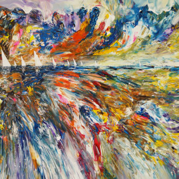 Картина под названием "Stormy Sailing Impr…" - Peter Nottrott, Подлинное произведение искусства, Акрил