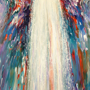 Malerei mit dem Titel "Mystery Waterfall L…" von Peter Nottrott, Original-Kunstwerk, Acryl