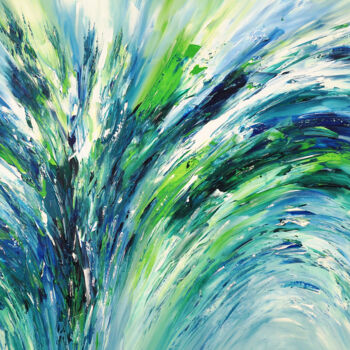 Schilderij getiteld "Blue And Green XXL 1" door Peter Nottrott, Origineel Kunstwerk, Acryl