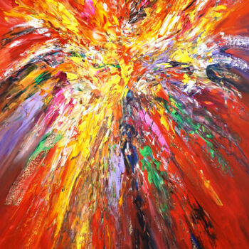Malerei mit dem Titel "Red Energy XL 8" von Peter Nottrott, Original-Kunstwerk, Acryl