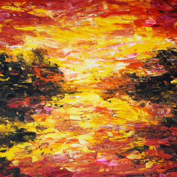 Painting titled "Evening Sunset XL 2" by Peter Nottrott, Original Artwork, Acrylic