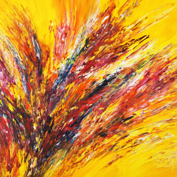 Pittura intitolato "Yellow Red Abstract…" da Peter Nottrott, Opera d'arte originale, Acrilico