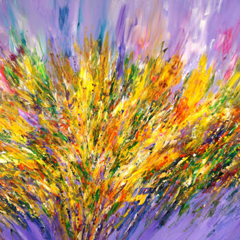 Peinture intitulée "Violet Yellow Abstr…" par Peter Nottrott, Œuvre d'art originale, Acrylique