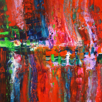 Painting titled "Slim: Deep Red Abst…" by Peter Nottrott, Original Artwork, Acrylic