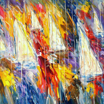 Картина под названием "Stormy Sailing Rega…" - Peter Nottrott, Подлинное произведение искусства, Акрил