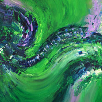 Painting titled "Green Blue Abstract…" by Peter Nottrott, Original Artwork, Acrylic