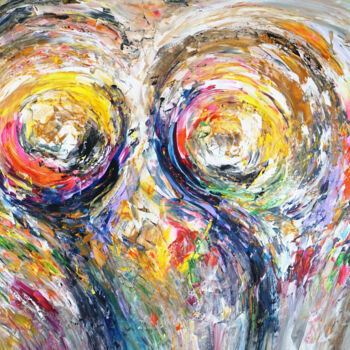 Malerei mit dem Titel "Vibrant Circles XL 3" von Peter Nottrott, Original-Kunstwerk, Acryl