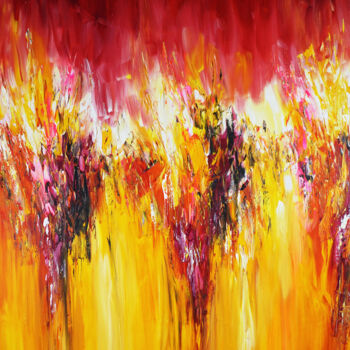 Painting titled "Yellow Red Energy X…" by Peter Nottrott, Original Artwork, Acrylic