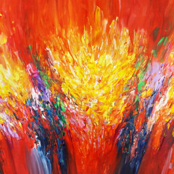 Painting titled "Red Energy XXL 2" by Peter Nottrott, Original Artwork, Acrylic