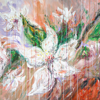 Картина под названием "White Blossoms XL 1" - Peter Nottrott, Подлинное произведение искусства, Акрил