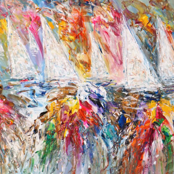 Painting titled "Summer Sailing Rega…" by Peter Nottrott, Original Artwork, Acrylic