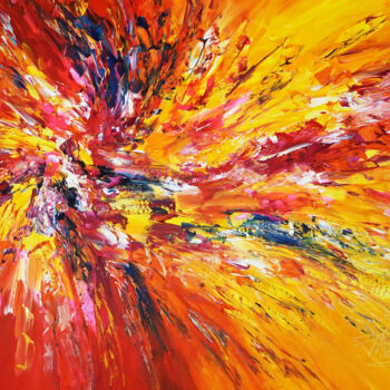 "Yellow Red Abstract…" başlıklı Tablo Peter Nottrott tarafından, Orijinal sanat, Akrilik