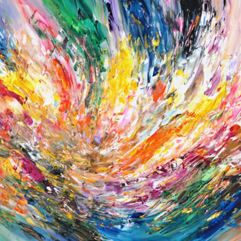 Pittura intitolato "Energy Wave L 5" da Peter Nottrott, Opera d'arte originale, Acrilico
