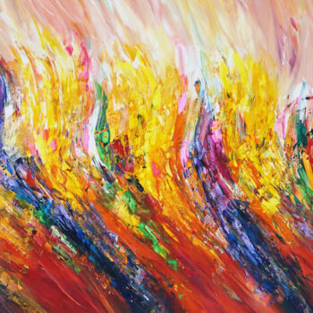 Malerei mit dem Titel "Red Energy Waves XX…" von Peter Nottrott, Original-Kunstwerk, Acryl