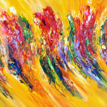 Painting titled "Yellow Energy Waves…" by Peter Nottrott, Original Artwork, Acrylic