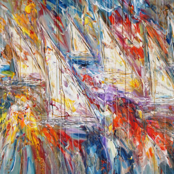 Pintura intitulada "Stormy Sailing Rega…" por Peter Nottrott, Obras de arte originais, Acrílico