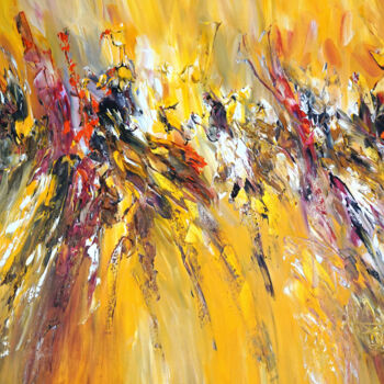Malerei mit dem Titel "Yellow Energy XL 1" von Peter Nottrott, Original-Kunstwerk, Acryl