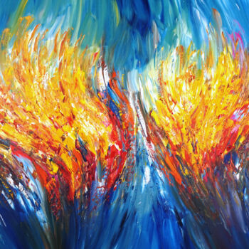 Malerei mit dem Titel "Blue Symphony XL 10" von Peter Nottrott, Original-Kunstwerk, Acryl