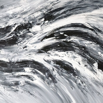 Ζωγραφική με τίτλο "Black And White Wav…" από Peter Nottrott, Αυθεντικά έργα τέχνης, Ακρυλικό