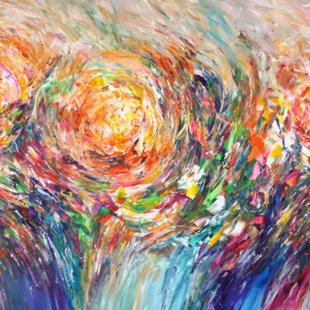 Pintura intitulada "Vibrant Circles L 3" por Peter Nottrott, Obras de arte originais, Acrílico