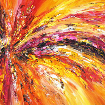 Peinture intitulée "Yellow Red Abstract…" par Peter Nottrott, Œuvre d'art originale, Acrylique