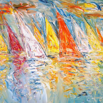 Malerei mit dem Titel "Summer Sailing Impr…" von Peter Nottrott, Original-Kunstwerk, Acryl