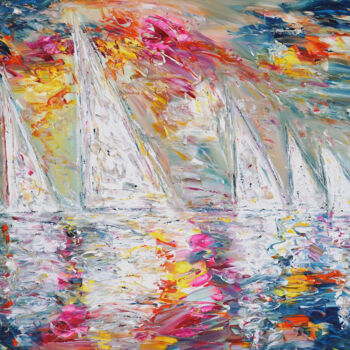 Malerei mit dem Titel "Summer Sailing Rega…" von Peter Nottrott, Original-Kunstwerk, Acryl