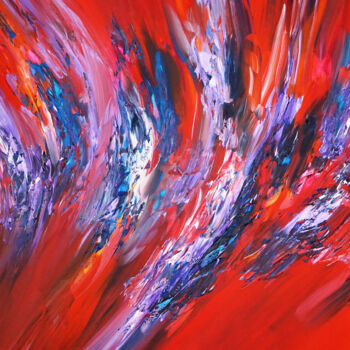 Schilderij getiteld "Lavender Red Waves…" door Peter Nottrott, Origineel Kunstwerk, Acryl