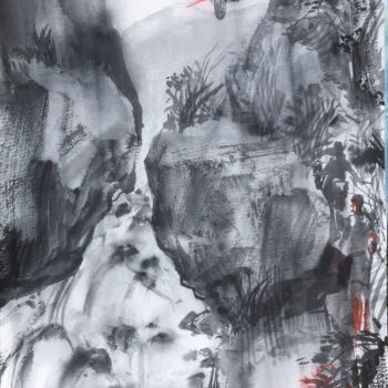 Картина под названием "Mountains and water…" - Peter Otlan, Подлинное произведение искусства, Акварель