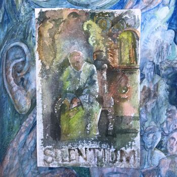 Schilderij getiteld "Silentium" door Peter Otlan, Origineel Kunstwerk, Aquarel