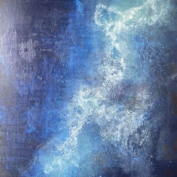 Painting titled "Silver Nebula" by Peter Ren, Original Artwork, Acrylic Mounted on Wood Stretcher frame